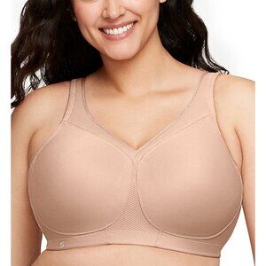 Glamorise Plus Sz 34 J Tan MagicLift Seamless Sports Bra Wireless Shaping